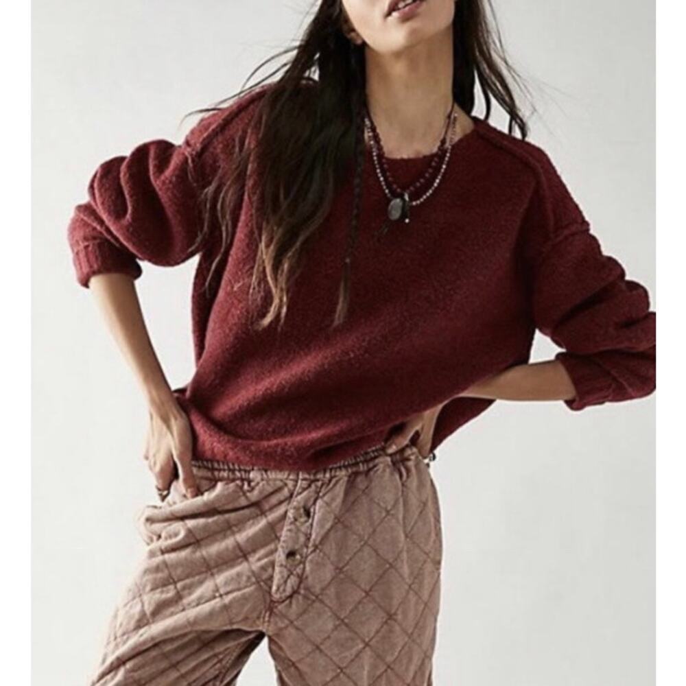 We The Free Eastwood Tunic Sweater Size Small in Rhubarb Heather Red Size XS